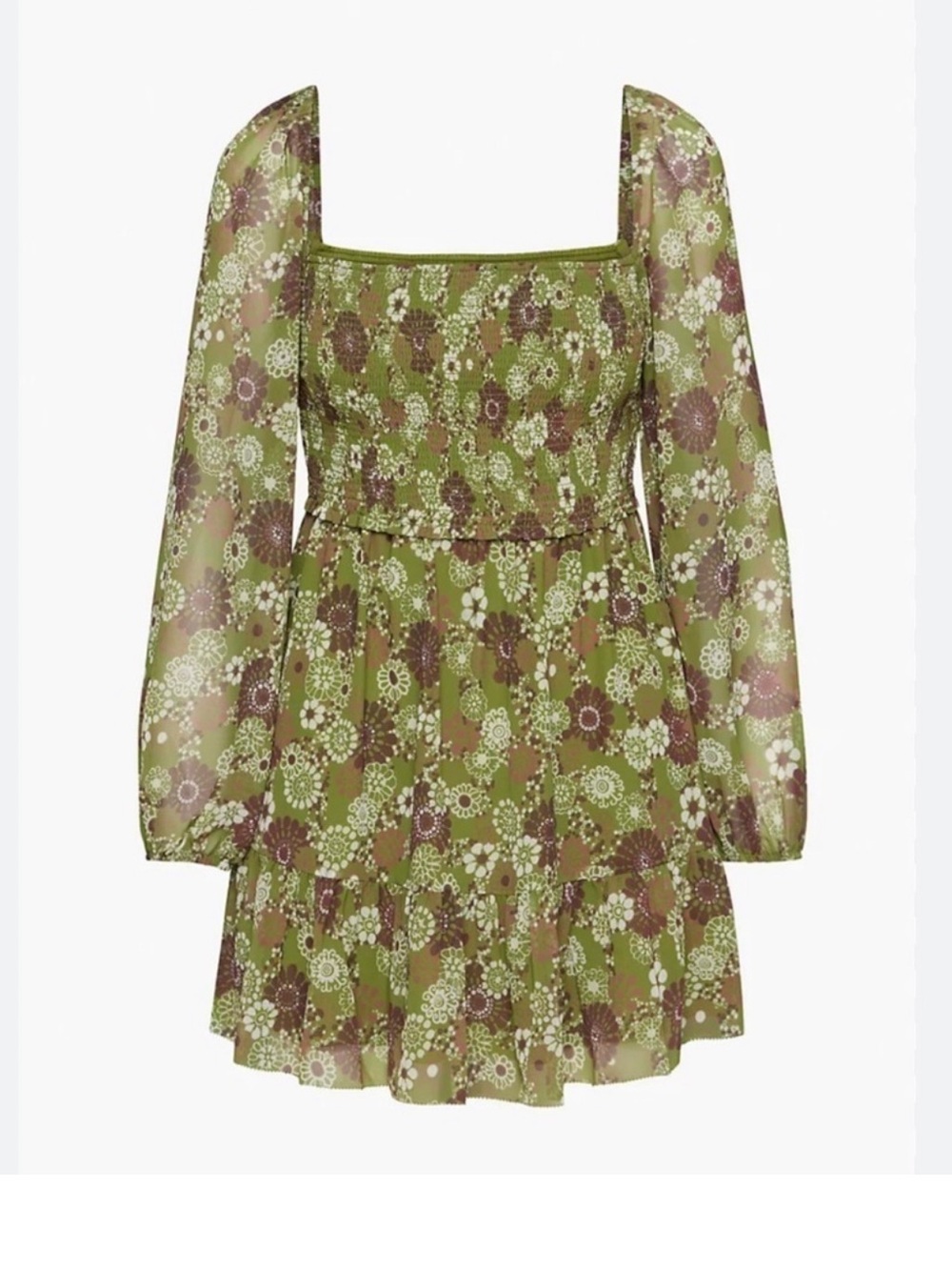Aritzia Wilfred Tempest mini dress in Succulent Green floral print